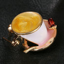 Enamel Coffee Cup Spoon Brooch Pin Women Scarf Suit Collar Lapel Pin Jewelry FT