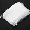 Set of 25 large organza bags white - Pockets - Drawstring Cord - for Weddin V6F4