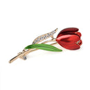 Wholesale Luxury Rhinestone Red Tulip Brooch Dripping Flower Brooch Accessories
