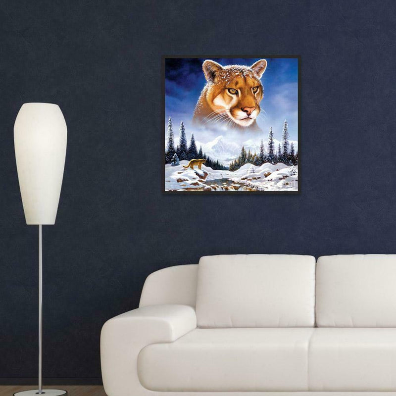 5D DIY Full Drill Diamond Painting Snow Mountain Tiger Cross Stitch Mosaic