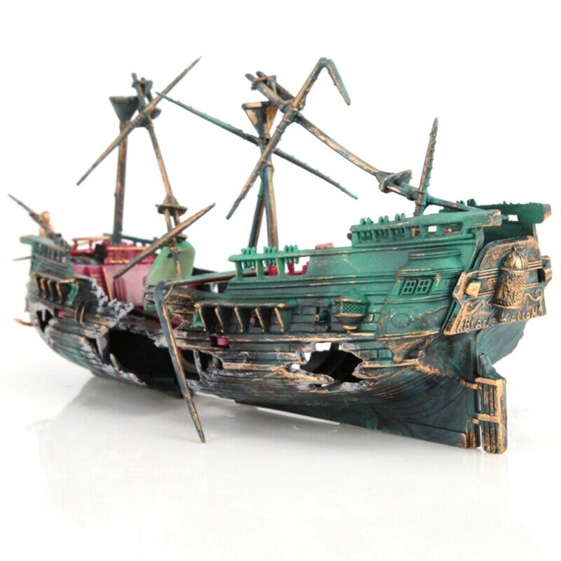 Large Aquarium Decoration Boat Plactic Aquarium Ship Air Split Shipwreck Fi
