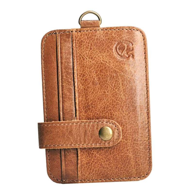 Vertical Leather ID Cards Holder Travel Money  Purse Case Snap Button