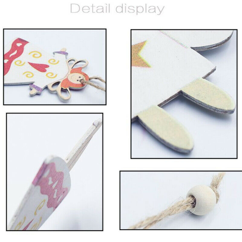 1 Set 8Pcs Christmas Tree Decorations Ornaments Wooden Printing Ornaments M K5N9