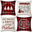4x Merry Christmas Linen Pillow Case New Year Decor Throw Cushion Covers