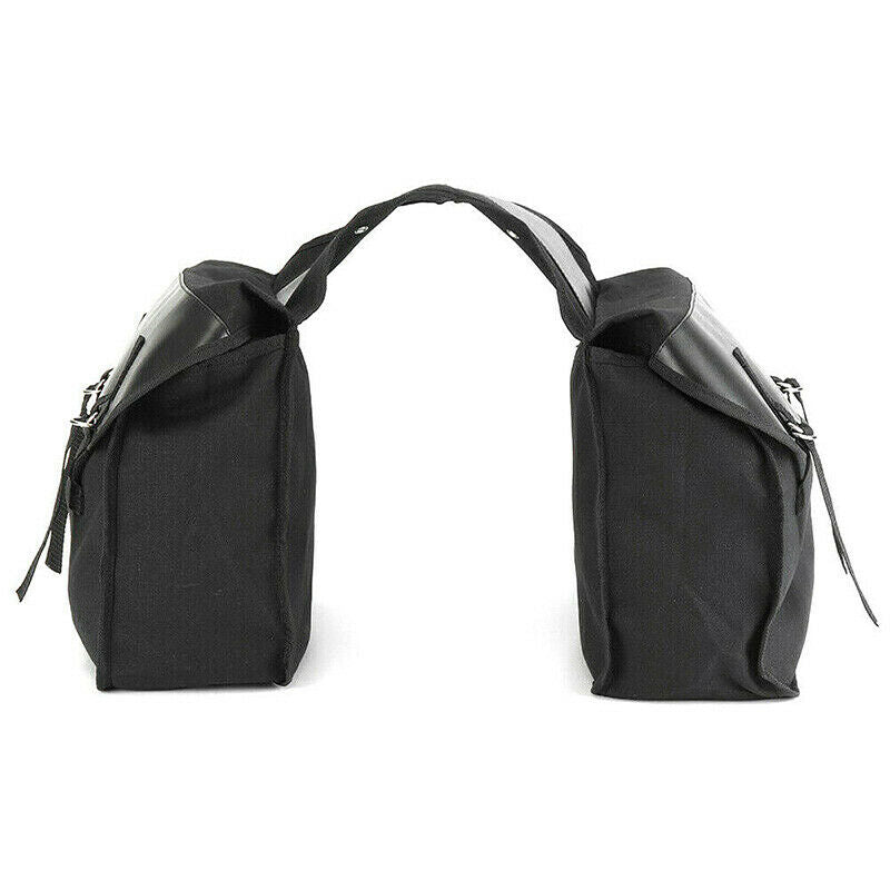 Motorcycle Touring Saddle Bag Black Canvas Waterproof Panniers Motorbike Lugg 3C