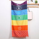 Tassel Rectangle Swimming Bath Spa Beach Towel Yoga Mat Quick Dry Rainbow Print