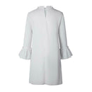 Solid Color Loose Straight Dress Pleated Women Chiffon Dresses (White S)