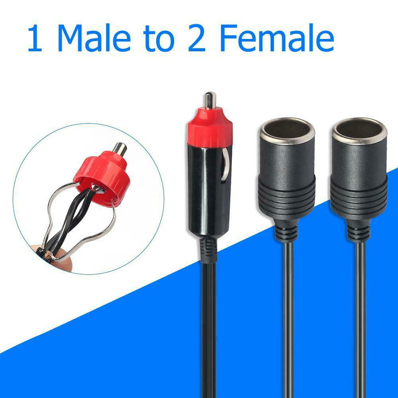 1 Male to 2 Female Car Dual USB Power Charger Adapter Socket Splitter Connector