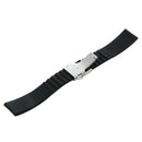 Black Silicone Rubber Watch Strap Band Deployment Buckle Waterproof 22mm