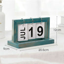Reusable  Perpetual Calendar Desk Table Calendar Wooden Base, Blue