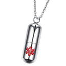 Pill Shape Container  Alert Identification Pendant Necklace Chain 22"