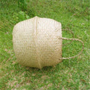 Basket Rattan Folding Wicker Handle Round Natural Sea Grass Plant Storage 3c
