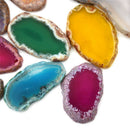 Agate Slices Geode Irregular Crystal Polished Quartz Healing ReikiStonePendant3C