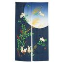 Japanese Doorway Curtain Noren Rabbit Under Moon For Home Decoration 85X150 N4N6