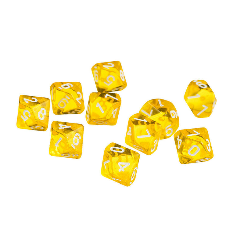10pcs Green D10 Dice+10pcs Yellow D10 Dice for D&D RPG MTG Board Games Gift