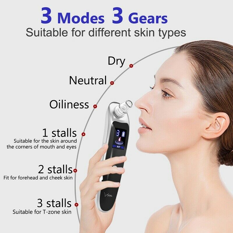 Face Nose Acne Black Dot Pimple Blackhead Remover Electric Blackhead Vacuum Y4J7