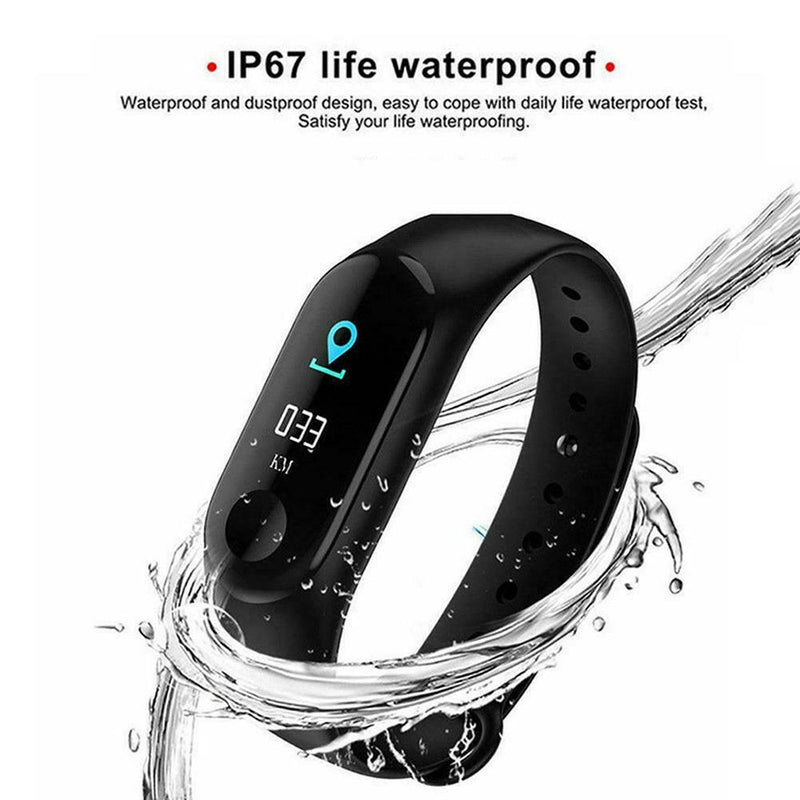 M3 Blood Pressure Oxygen Heart Rate IP67 Waterproof Smart Bracelet (Black)