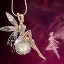 Charm Crystal Fairy Angel Wing Pendant Necklace Long Chain Chic Sweater Jewelry