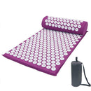 Acupressure Massager Cushion Pain Relieve Yoga Mat+Pillow (Purple with Bag) A