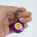 Smiling Face Retractable Pull Chain Badge ID Holder Reel Recoil Key Ring Clip