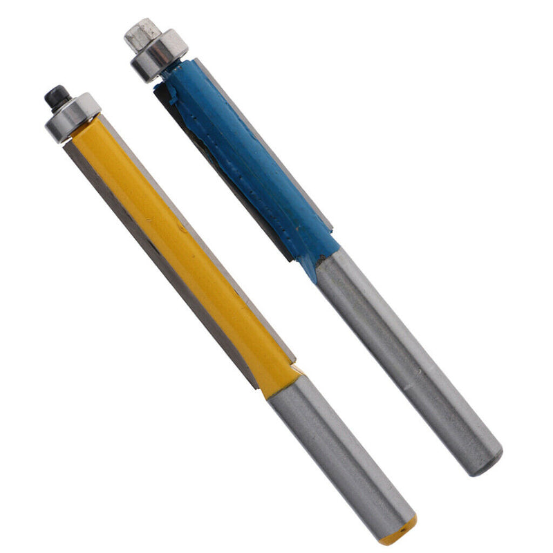 2 x Long Straight Woodworking Milling Cutter With Handle Alloy Router Bit,