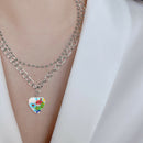 Punk Women Necklace Bead Chain Multi-layer Love Pendant Choker Jewelry Gift