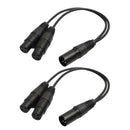 2X XLR Y-Splitter Cable, 3Pin Male Plug To Dual Female Microphone Cable 1ft