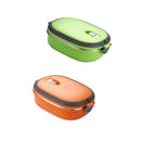 Stainless Steel Lunch Box Food Container Tiffin Round Carrier Green Orange
