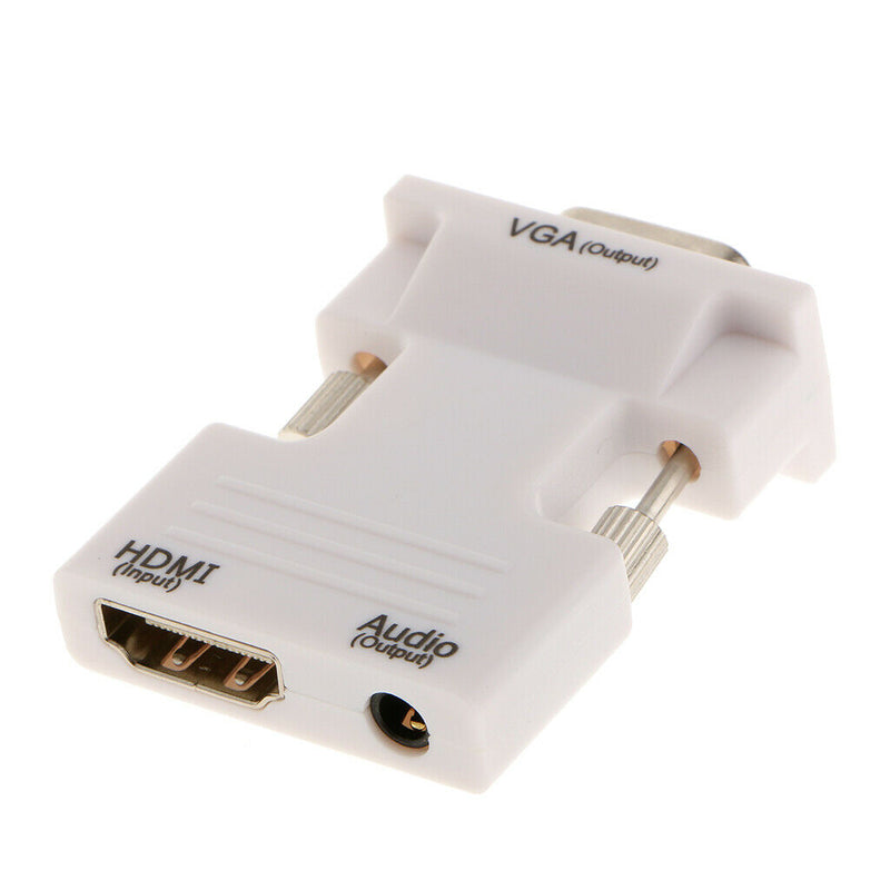HDMI Female to VGA Male Converter + Audio Support 1080P Output White
