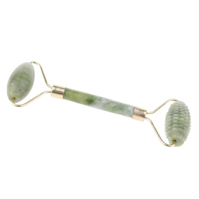 Natural Jade Roller for Face - Facial Massager Roller with Double Head, Neck