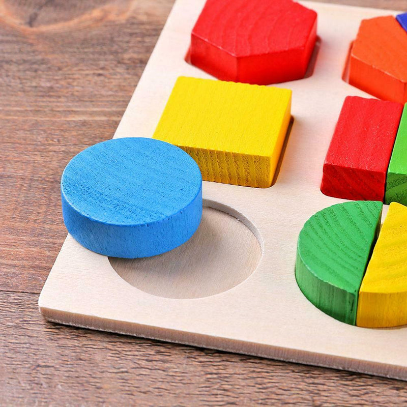 Wood Geometric Shapes Sort Math Montessori Puzzle Kids Educational Toys (3)