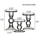 Clear Glass Candle Holders Set Of 3 for Pillar Taper and Tealight Candles,