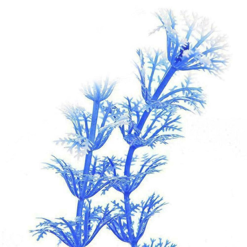 Aquarium Fish Tank Plastic Plant Tree Decoration Long Blue White P7M3 Water K0H7