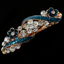 Woman Girl Green Flower Rhinestone Barrette Hair Clip Hairpin