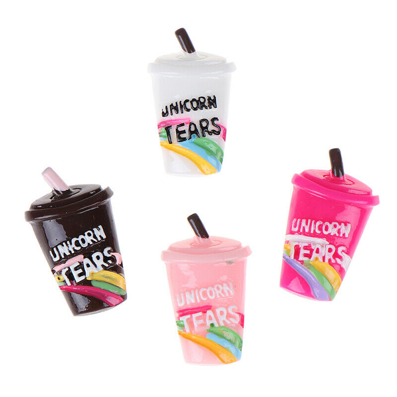 10pcs Rainbow Coffee Cup Polymer Charms Modeling Clay DIY Kit Box `3C