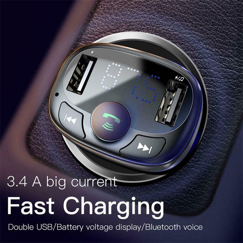 Dual USB Car Phone Charger 2 Port Bluetooth Handsfree Digital Display Universal