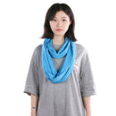 Soft Zipper Pocket Loop Scarf Women Autumn Winter Warm Blue O Ring Scarves