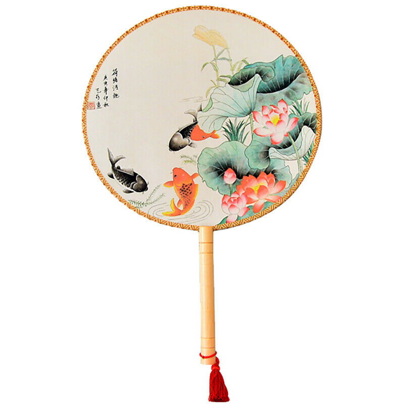 Chinese Style Round Hand Held Folding Silk Fan For Wedding Event Party GiftsJ Bj