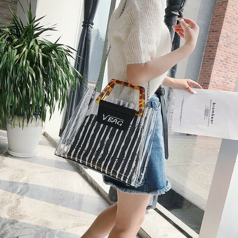 Transparent Pvc Jelly Beach Bag Ladies Handbag Large Capacity Shoulder Bag  S2K3