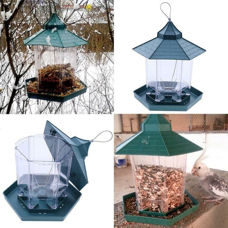 Waterproof Bird Feeder Plastic Hanging Bird Food Container Outdoor Garden Decor