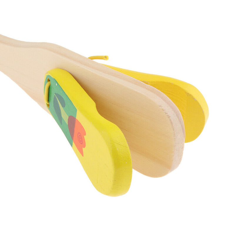 Wooden Handle Castanets Musical Percussion Instrument Teaching Aids Yellow