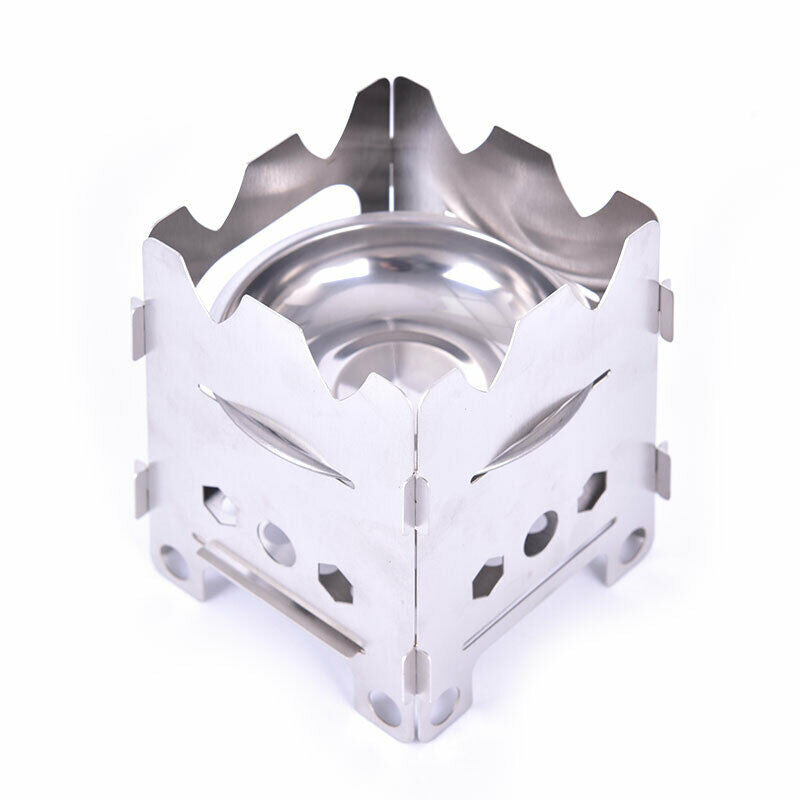 Outdoor Camping Stove Portable Folding Stainless Steel Picnic Wood SS Ew