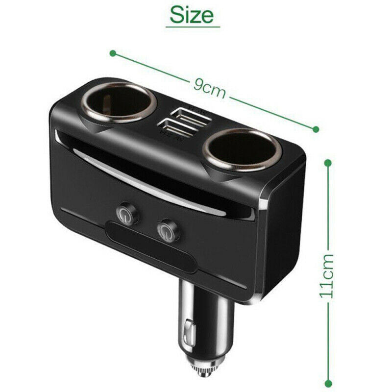 Car LCD Cigarette Lighter Socket Distributor DC 12V Dual USB Charger Power QNF