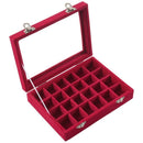 24 grid Display Box Jewelry Storage Glass Bracelet Watch pillow Buckle Rose