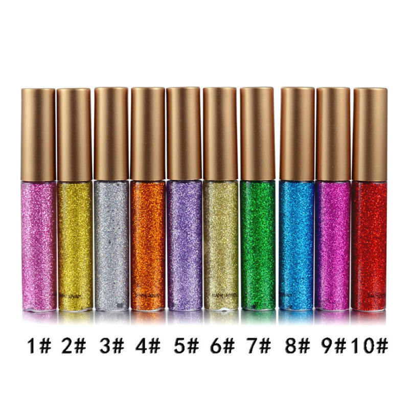 Waterproof Shimmer Eyeshadow Glitter Liquid Eyeliner Metallic 10 Colors Cosmetic