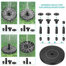 Bird Bath Fountain Solar-Powered Water Pumps Floating Parts Pond Garden Out Y6U0