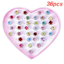 36pcs Crystal Adjustable Rings Kids Child Girls Diamate Costume Ring Jewellery