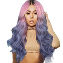 Womens Gradient Wigs Loose Long Curly Straight Wavy Synthetic Full Hair Wig T2E4