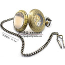 Mens Pocket Watch Black Retro Steampunk Mechanical Skeleton Steel Gift Box