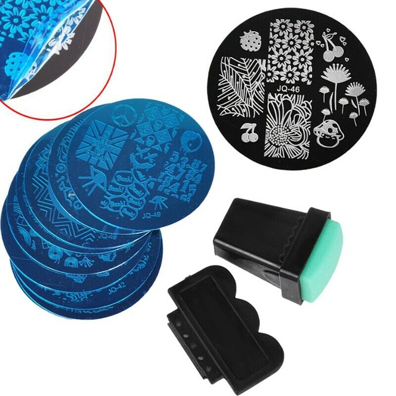 Nail Plates + Green Nail Art Stamper with Scraper Nail Art Stamping Set 10P L2E2